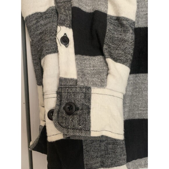 Great Plains Mens Quilted Flannel Shirt Jacket Buffalo Check Black White Size XL - Picture 13 of 14